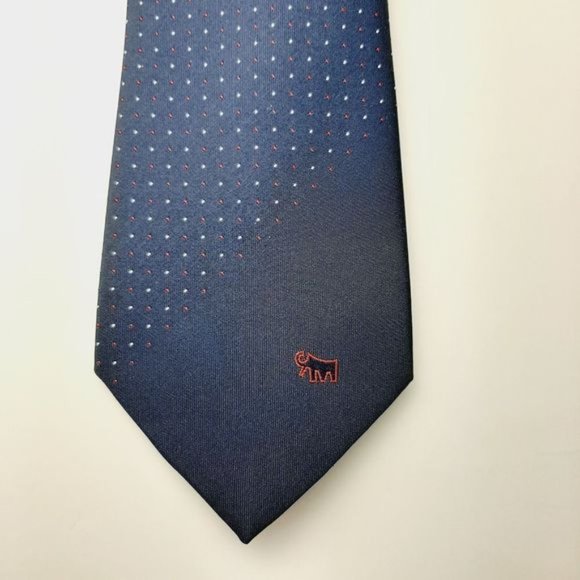 MAMMOET Rare Vintage Embroidered Woolly Mammoth Navy Blue Men's Necktie - Picture 2 of 10